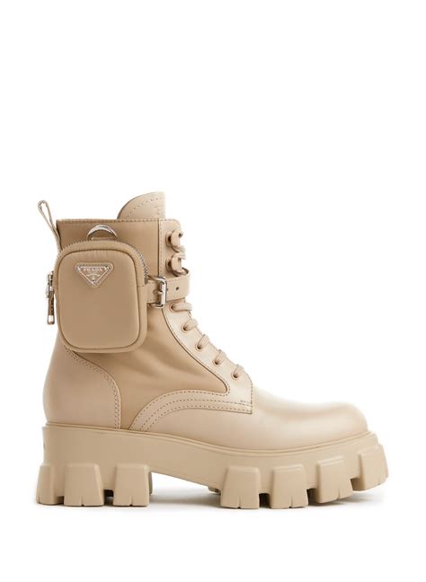 prada leather and nylon combat boots|prada monolith boots women's.